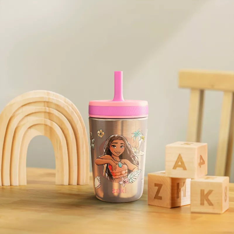 12oz Vacuum Kelso Portable Tumbler 'Princess' - Zak Designs: Stainless Steel Kids Straw Cup, Disney, Dishwasher-Safe