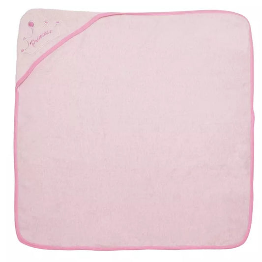 Everyday Kids Hooded Bath Towel for Girls, 3D Pink Princess with Crown, Soft Terry Cloth, Absorbent, Baby Girl Bath Time Essential