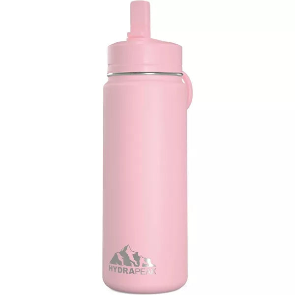 Hydrapeak 20oz Kids Stainless Steel Leak Proof Water Bottle with Straw Lid and Flexible Handle