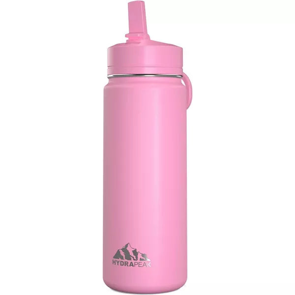 Hydrapeak 20oz Kids Stainless Steel Leak Proof Water Bottle with Straw Lid and Flexible Handle