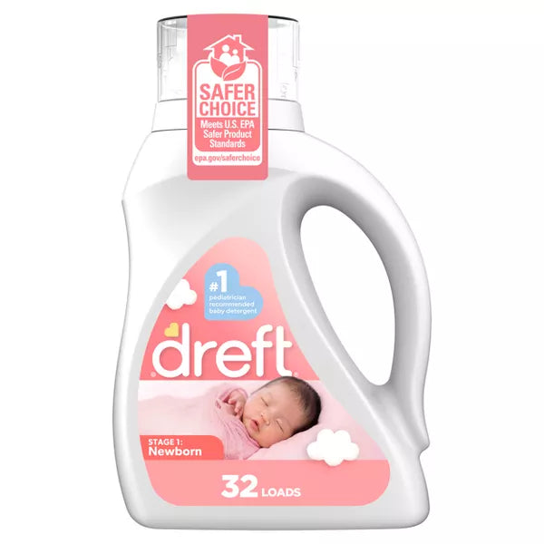 Dreft Stage 1: Newborn HE Compatible Hypoallergenic Baby Liquid Laundry Detergent
