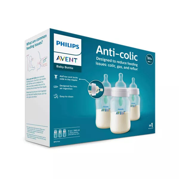 Philips Avent 3pk Anti-Colic Bottle with AirFree Vent - Clear - 9oz