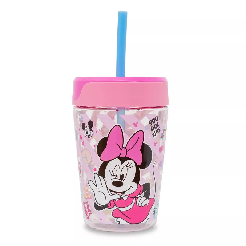 Silver Buffalo Disney Minnie Mouse Kids Spill-Proof Tumbler With Straw | Holds 18 Ounces