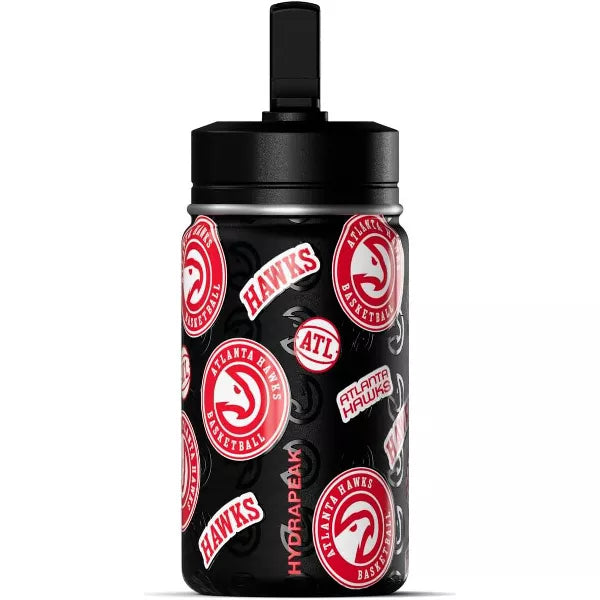 NBA Atlanta Hawks 14oz Kids Stainless Steel Water Bottle With Straw Lid and Flexible Handle