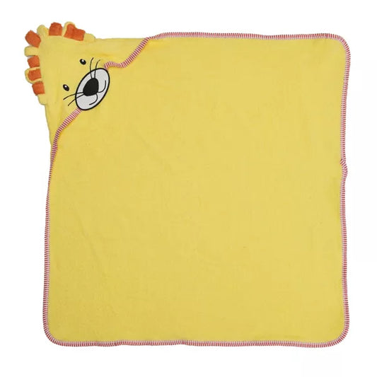 Everyday Kids 3D Yellow Lion Hooded Towel, Soft Terry Cloth, Absorbent, Gender-Neutral Baby Bath Essential for Boys & Girls, 30x30 Inches