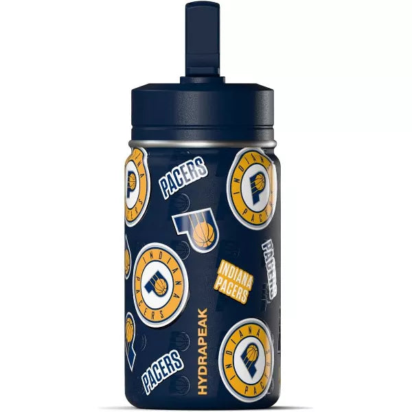 NBA Indiana Pacers 14oz Kids Stainless Steel Water Bottle With Straw Lid and Flexible Handle