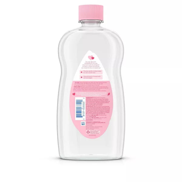 Johnson's Baby Body Pure Mineral Oil, Gentle & Soothing Massage Oil for Dry Skin - Original Scent - 20oz
