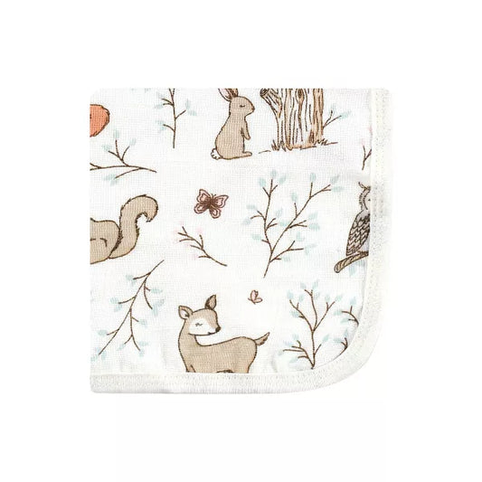 Hudson Baby Infant Girl Cotton Muslin Washcloths, Enchanted Forest, One Size