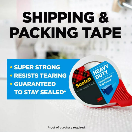Scotch Heavy Duty Shipping Packing Tape 1.88 in. x 54.6 yd - 1 Count Tape Roll with Dispenser