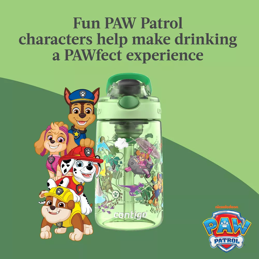 Contigo 14oz Plastic Paw Patrol Kids' Dino Treks Aubrey Cleanable Autospout Water Bottle Green