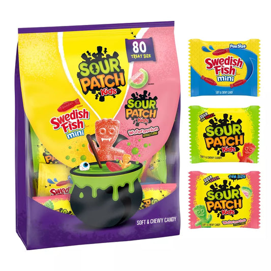 SOUR PATCH KIDS Watermelon & Swedish Fish Halloween Candy Variety Pack