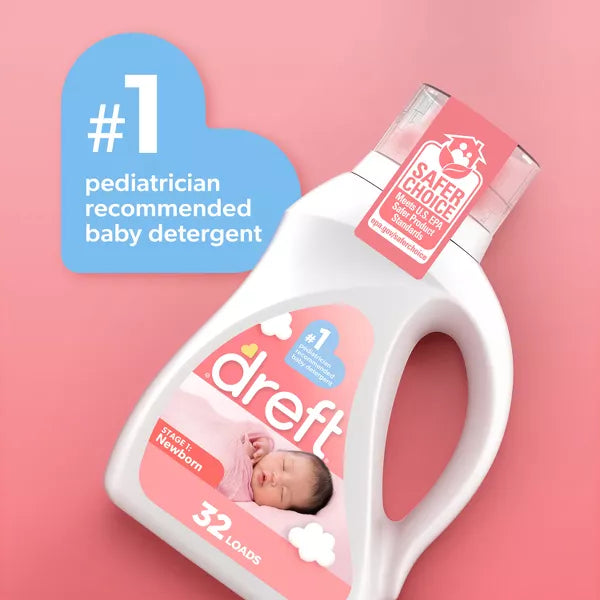 Dreft Stage 1: Newborn HE Compatible Hypoallergenic Baby Liquid Laundry Detergent