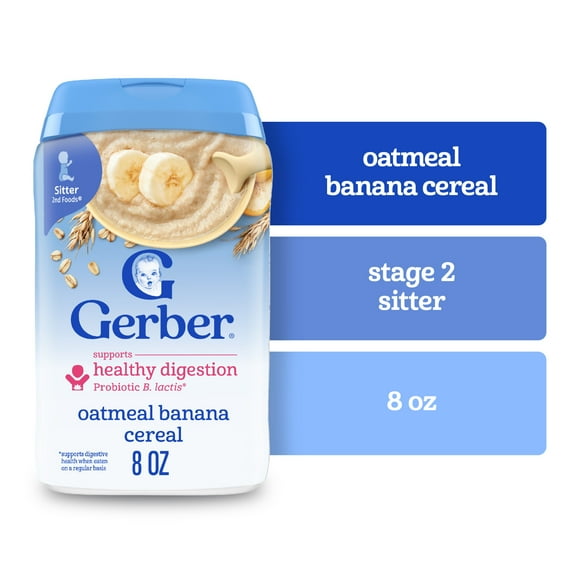 Gerber Stage 2 Baby Food, Oatmeal Banana Cereal, Baby Oatmeal Cereal 8 oz