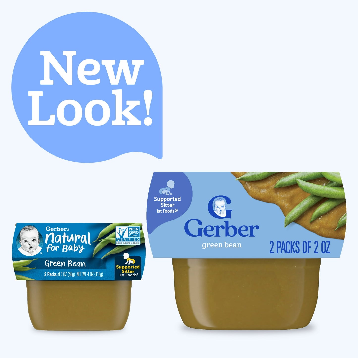Gerber Stage 1 Baby Food, Green Bean, 2 oz Tubs (2 Pack)