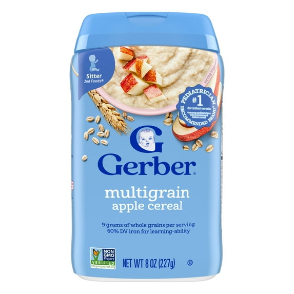 Gerber Stage 2 Baby Food, Multigrain Apple Cereal, 8 Oz