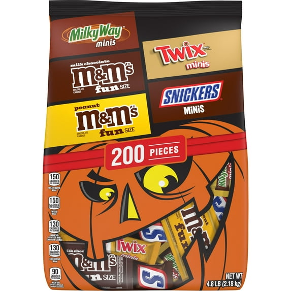 Halloween Chocolate Candy Variety Pack – 200 Individually Wrapped Pieces, Bulk Bag for Trick-or-Treat and Parties