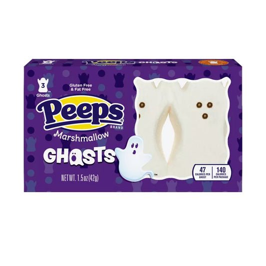 Halloween Themed Candy, Box of Marshmallow Ghosts on a white background
