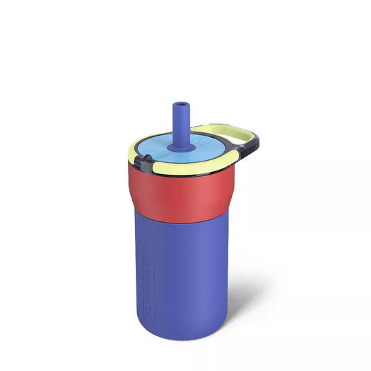 Insulated kids stainless steel tumbler with silicone sleeve and straw