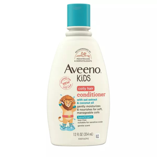 Kids coily hair conditioner bottle on a white background