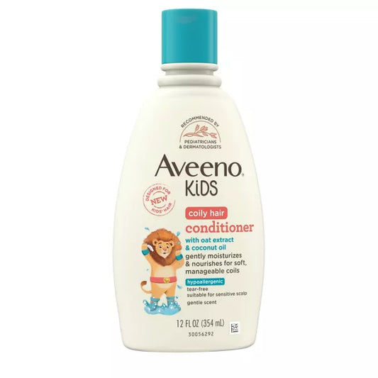 Kids coily hair conditioner bottle on a white background