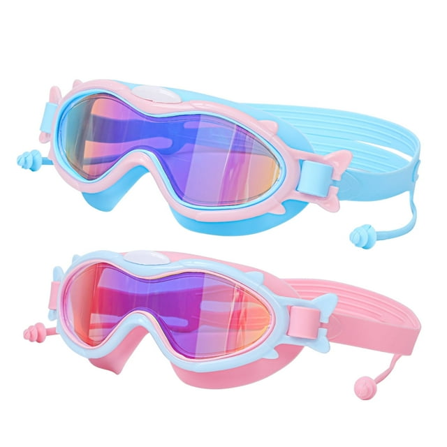 Kids’ swim goggles set with adjustable strap, designed for comfort and clear underwater vision