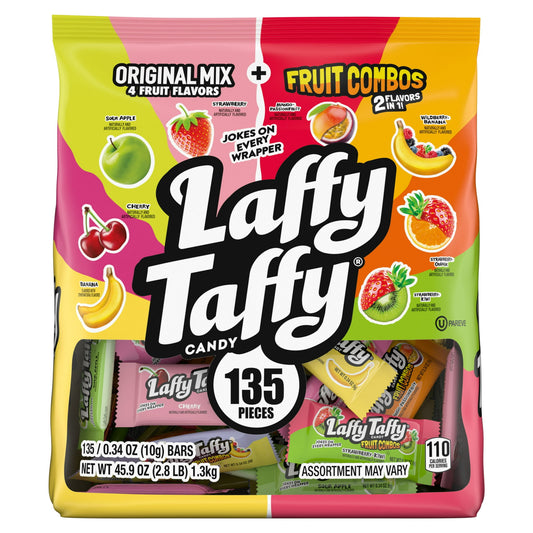 Laffy Taffy, Halloween Candy, Variety Mix Bag Fruit Flavored Candy, Assorted Candy Mix, 135 Pieces