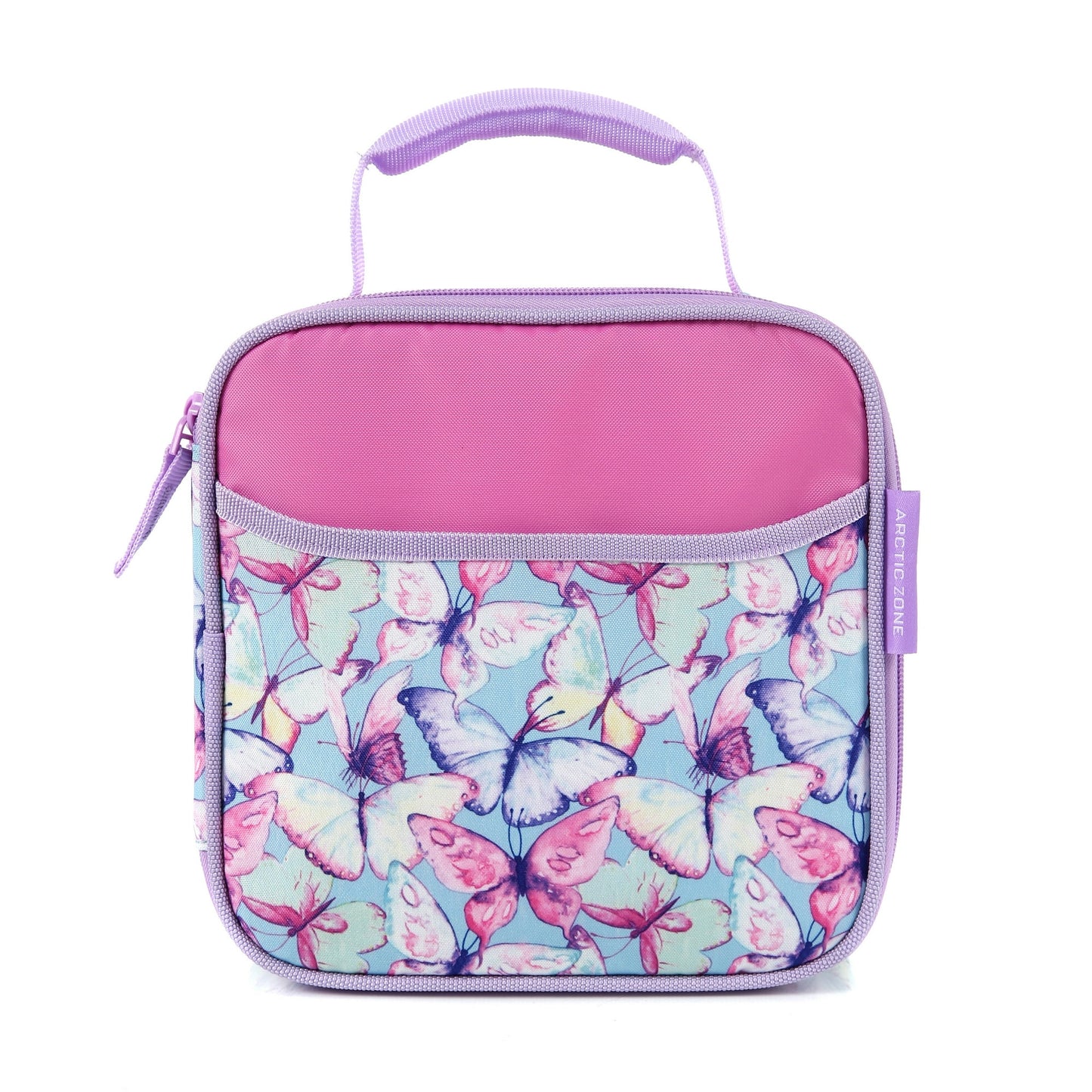 Lunch bag with butterfly pattern on a white background