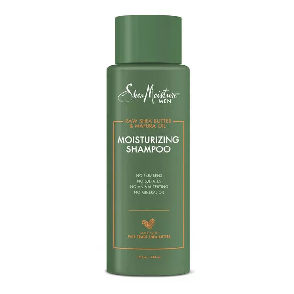 Men's moisturizing shampoo bottle on a white background