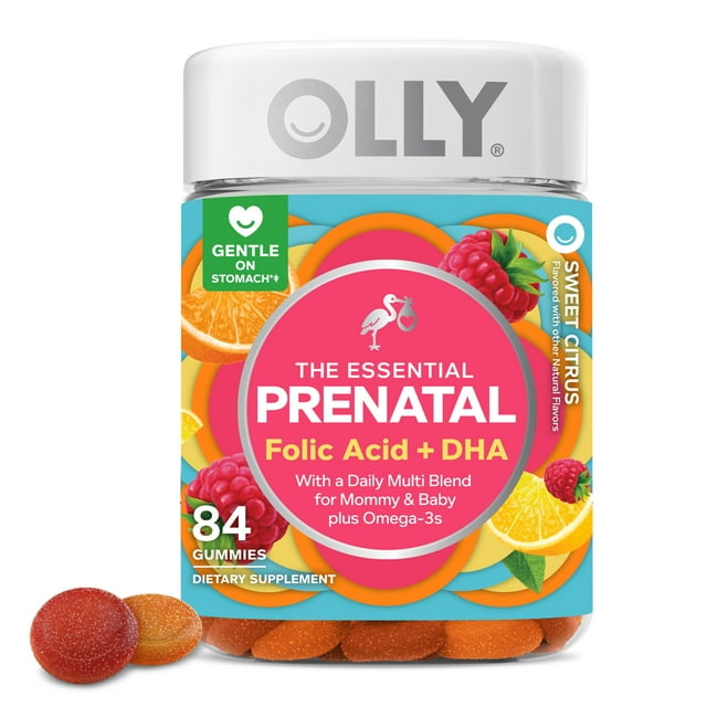 OLLY Prenatal Multivitamin Gummy for Women, Folic Acid, Vitamin D, Omega 3 DHA, 84 Ct