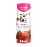 Once Upon a Farm Organic Baby Puffs, Strawberry, Sweet Potato & Coconut, 1.5oz Canister