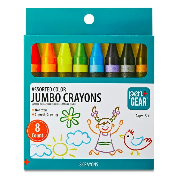 Pen+Gear Jumbo Crayons Packed In Color Paper Box - 8Count