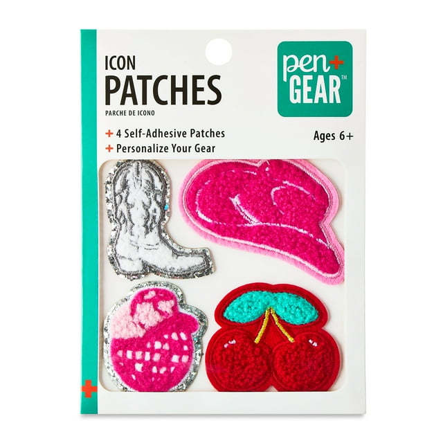 Pen+Gear Multi-Color Star, Rainbow, Paw, and Heart Chenille Patch Stickers, 4 Count