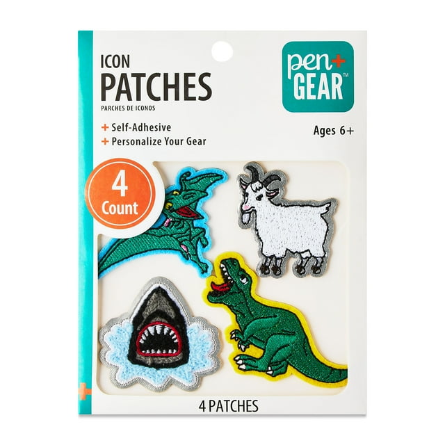 Pen+Gear Multi-Color Star, Rainbow, Paw, and Heart Chenille Patch Stickers, 4 Count