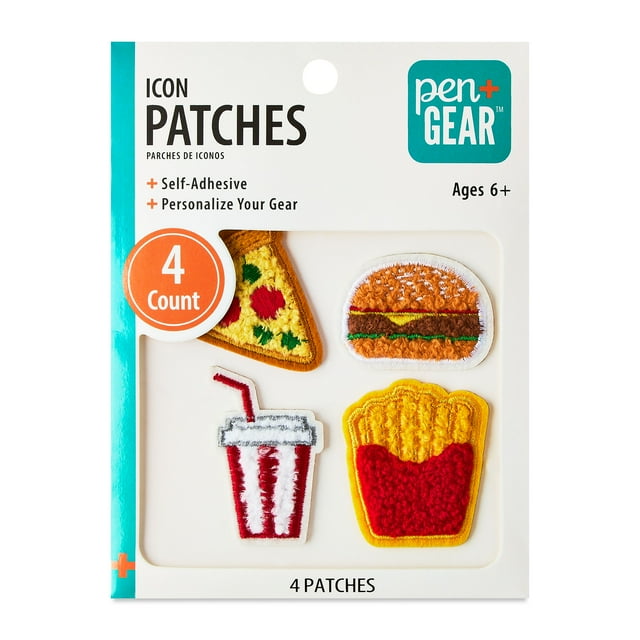 Pen+Gear Multi-Color Star, Rainbow, Paw, and Heart Chenille Patch Stickers, 4 Count