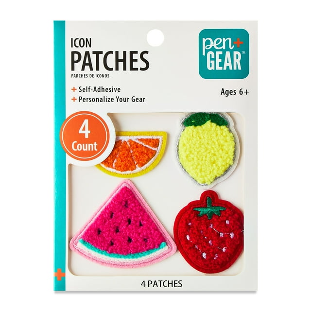 Pen+Gear Multi-Color Star, Rainbow, Paw, and Heart Chenille Patch Stickers, 4 Count