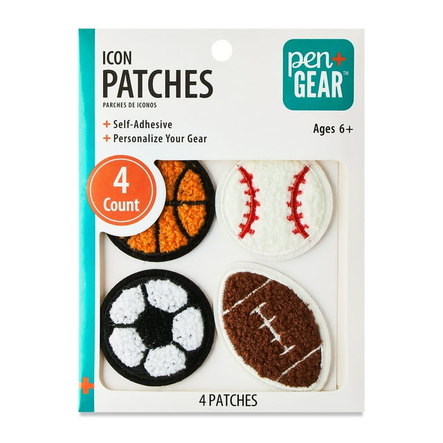 Pen+Gear Multi-Color Star, Rainbow, Paw, and Heart Chenille Patch Stickers, 4 Count