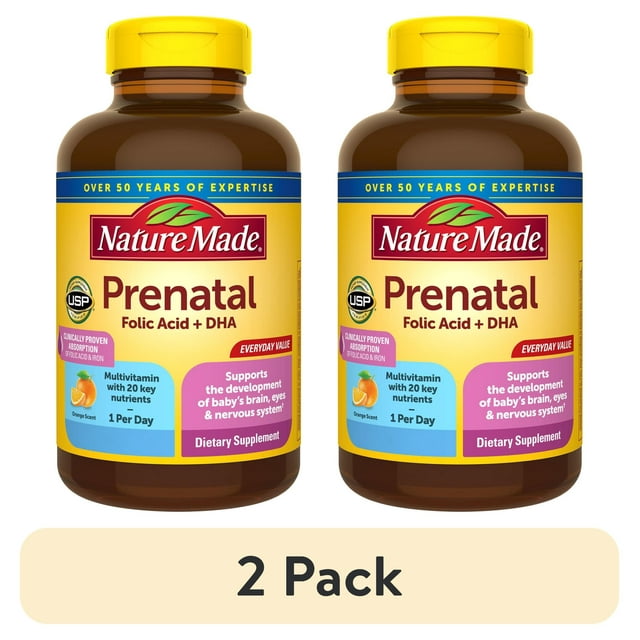 Prenatal vitamin supplement for pregnancy health and baby development 2 pack