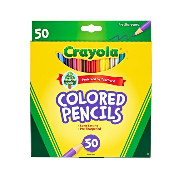 Set of colored pencils for drawing and coloring