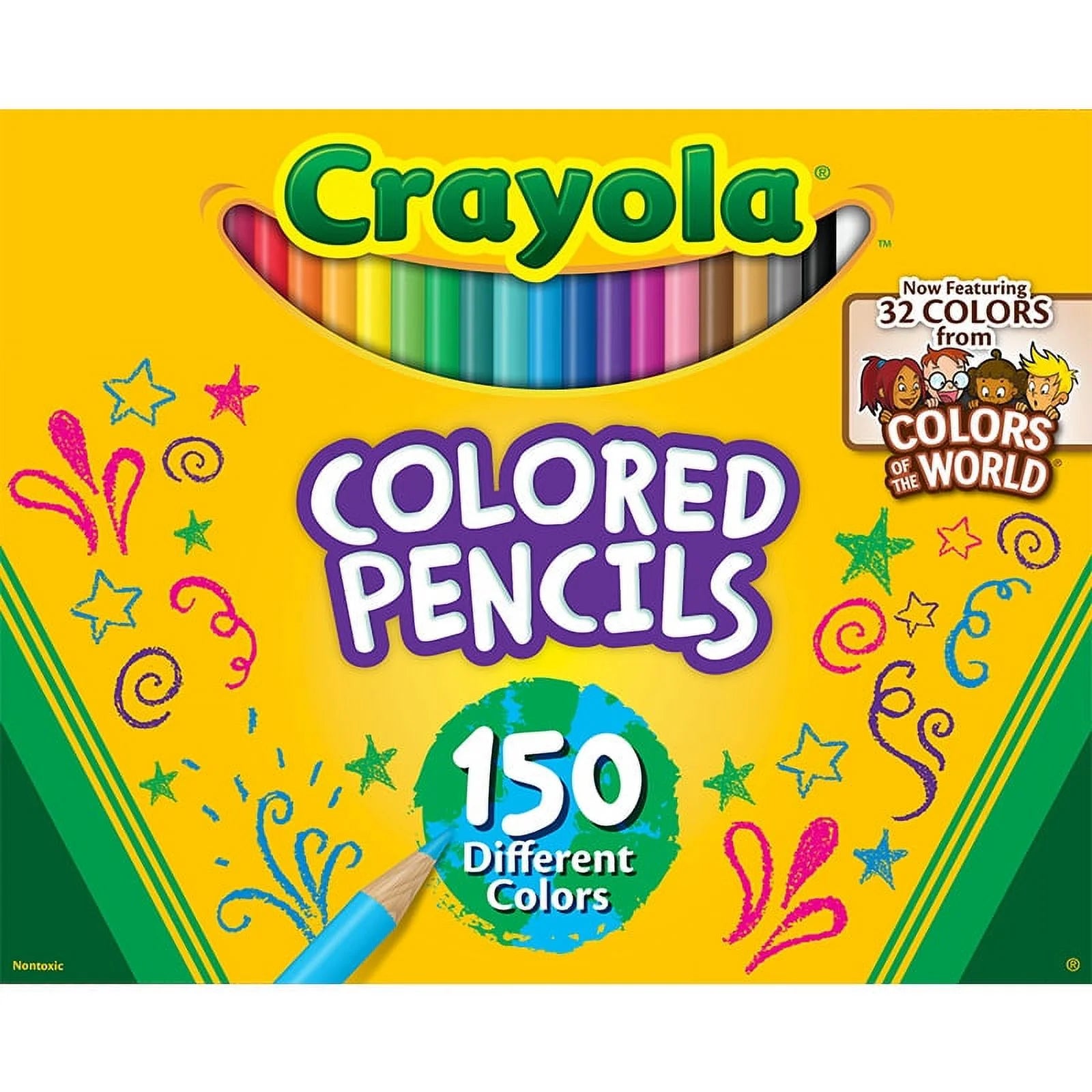 Set of colored pencils for drawing and coloring