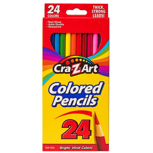 Set of colored pencils for drawing and coloring