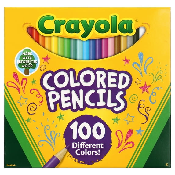 Set of colored pencils for drawing and coloring