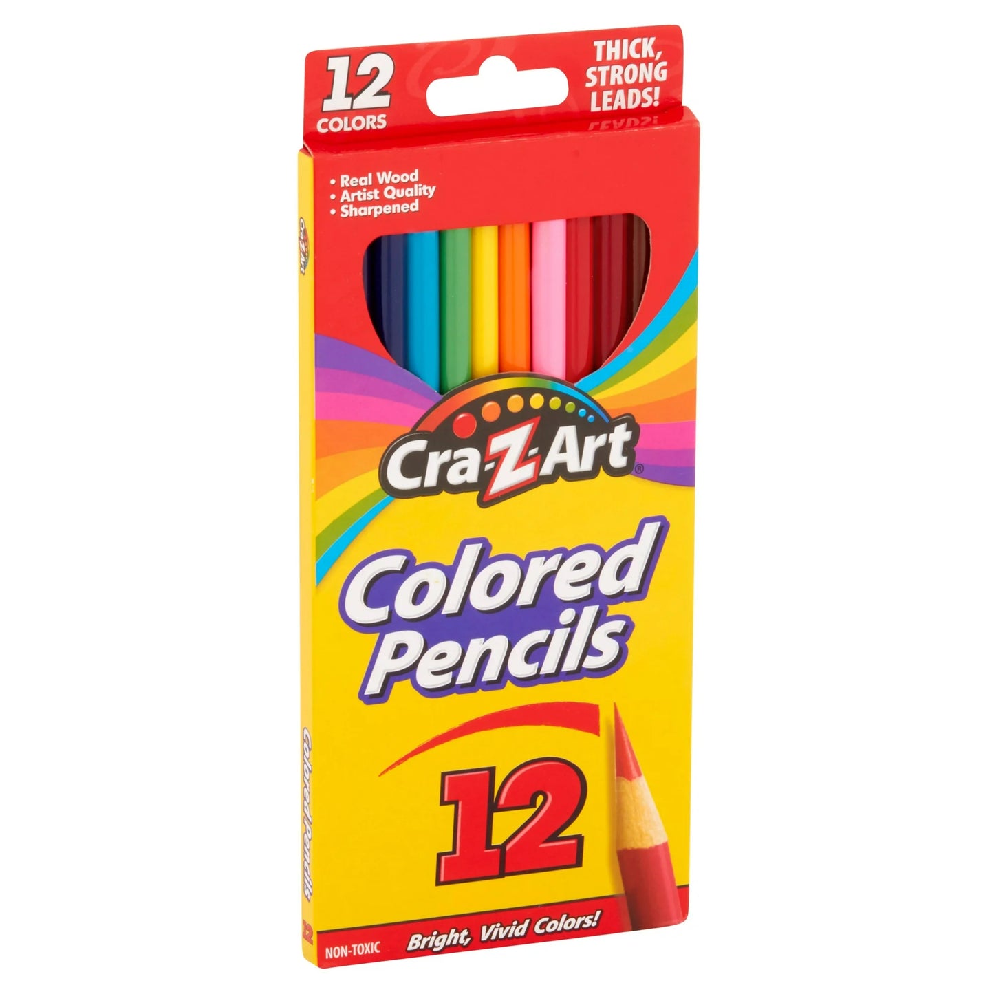 Set of colored pencils for drawing and coloring