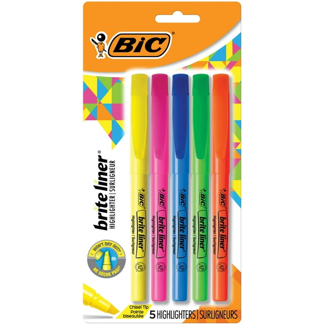 Set of colorful highlighters for marking and emphasizing text