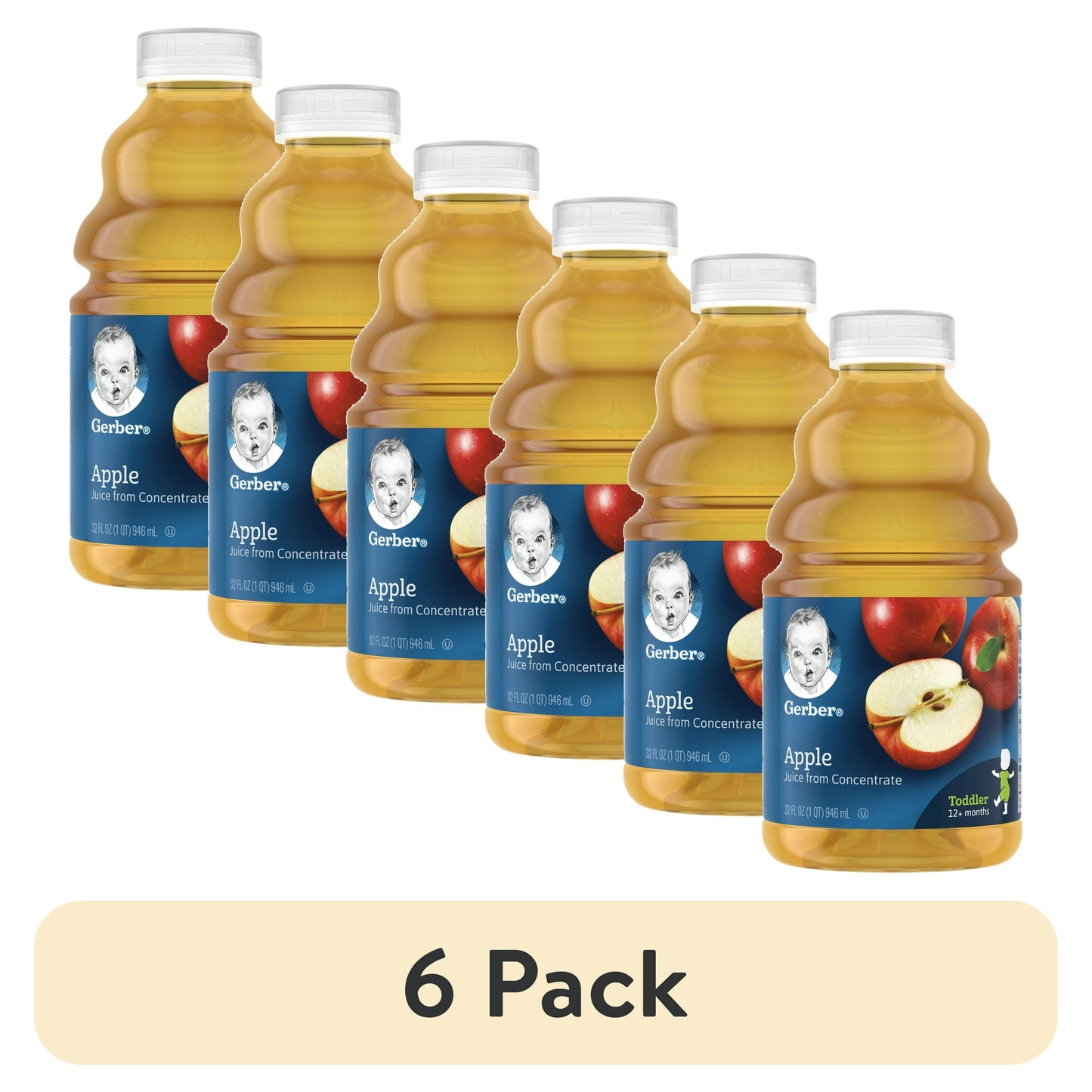 Six bottles of Apple Juice Concentrate on a white background