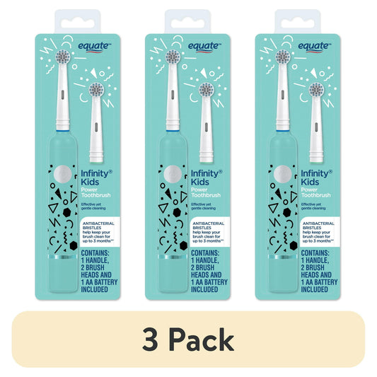 Three packages of Kids toothbrushes on a white background