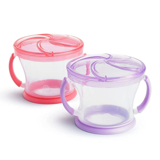 Toddler snack catcher cup, pink and purple, 2-pack