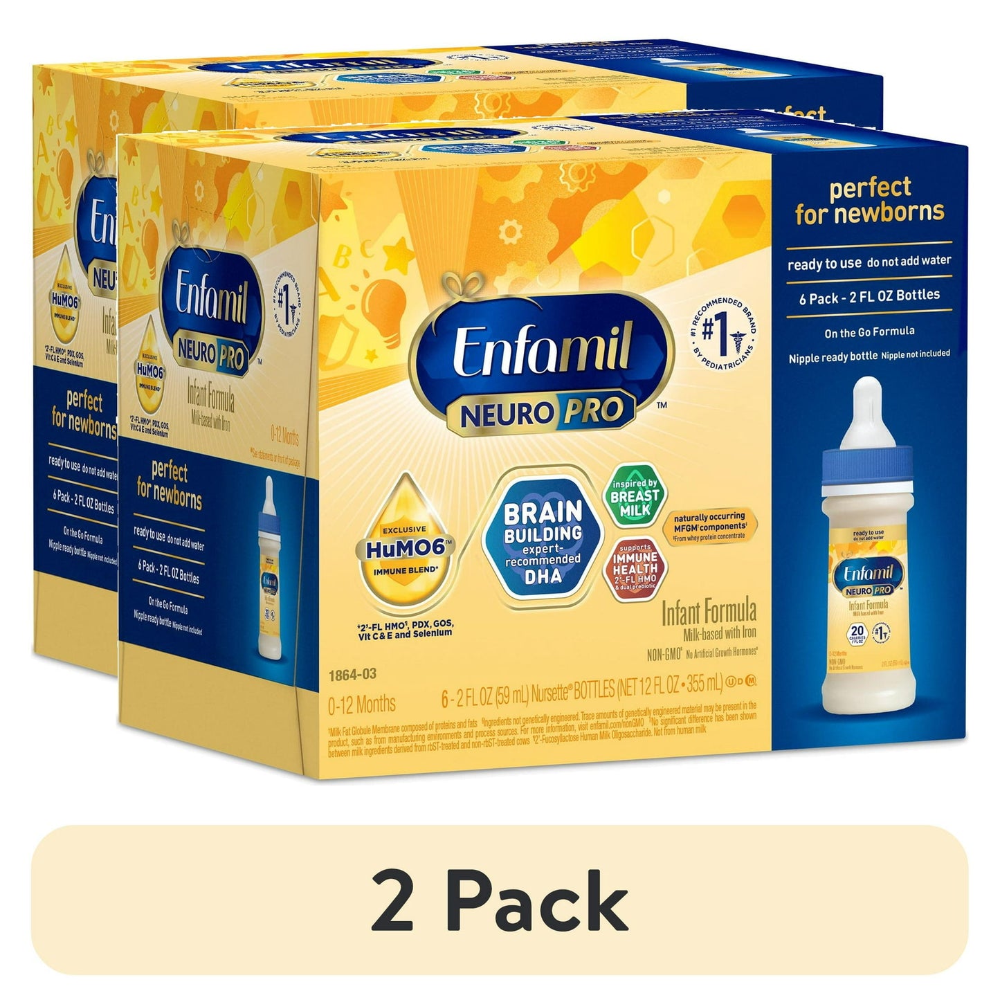 Two boxes of infant formula on a white background