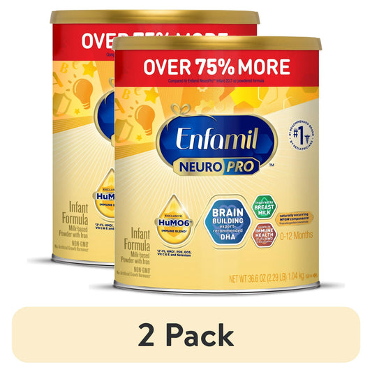 Two cans of infant formula with a red label indicating 'Over 75% More'.