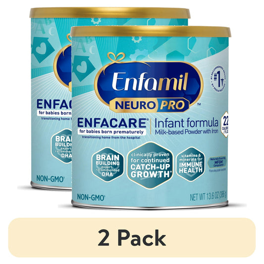Two cans of infant formula on a white background