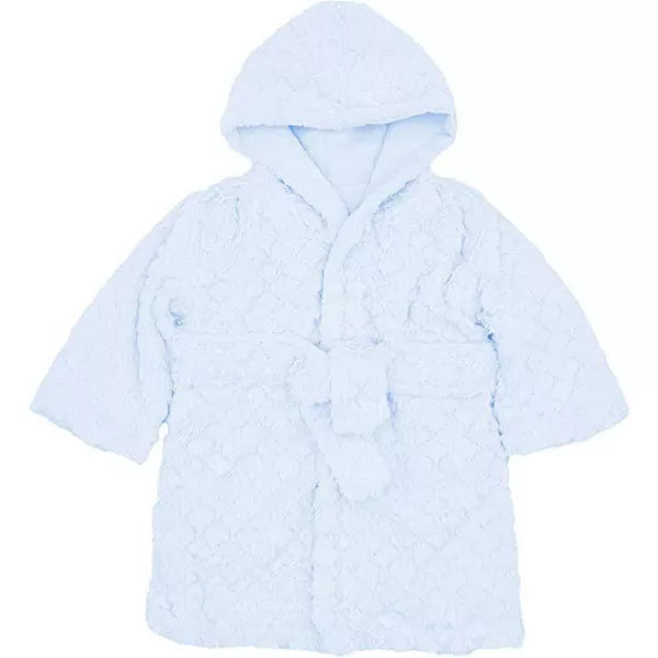 Unisex fleece robe with hood – soft and cozy loungewear for babies or toddlers.